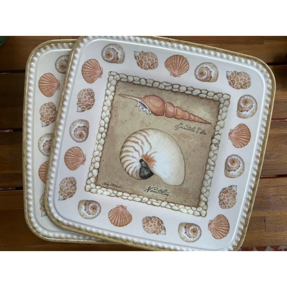 Keller-Charles Philadelphia 100% Melamine Dinner Sea Shell Plates (10) 10”Plates